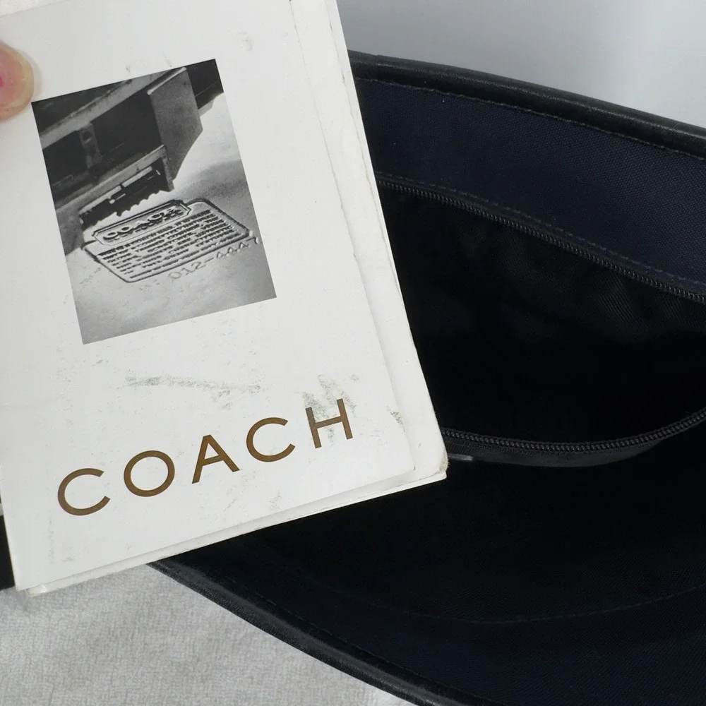 Coach Leatherware Navy Blue Canvas Leather Messenger Bag Crossbody J2S-6424